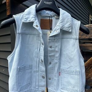 Levi's Pale Blue Denim Vest with Snap Buttons